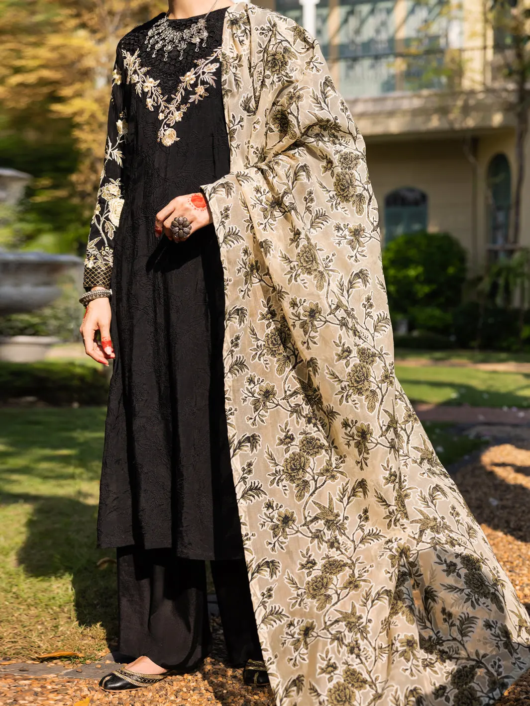 Black Maple Silk 3Pc Unstitched - Alp-3Ps-1660 1
