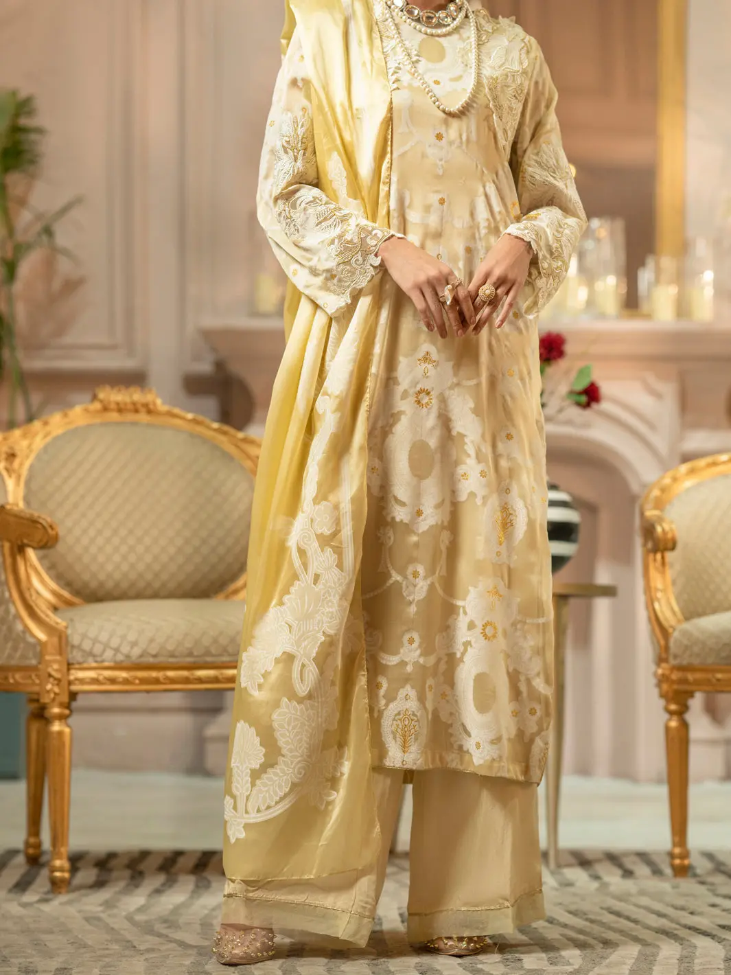 Cream 3Pc Stitched - Alp-3Ps-1666 1
