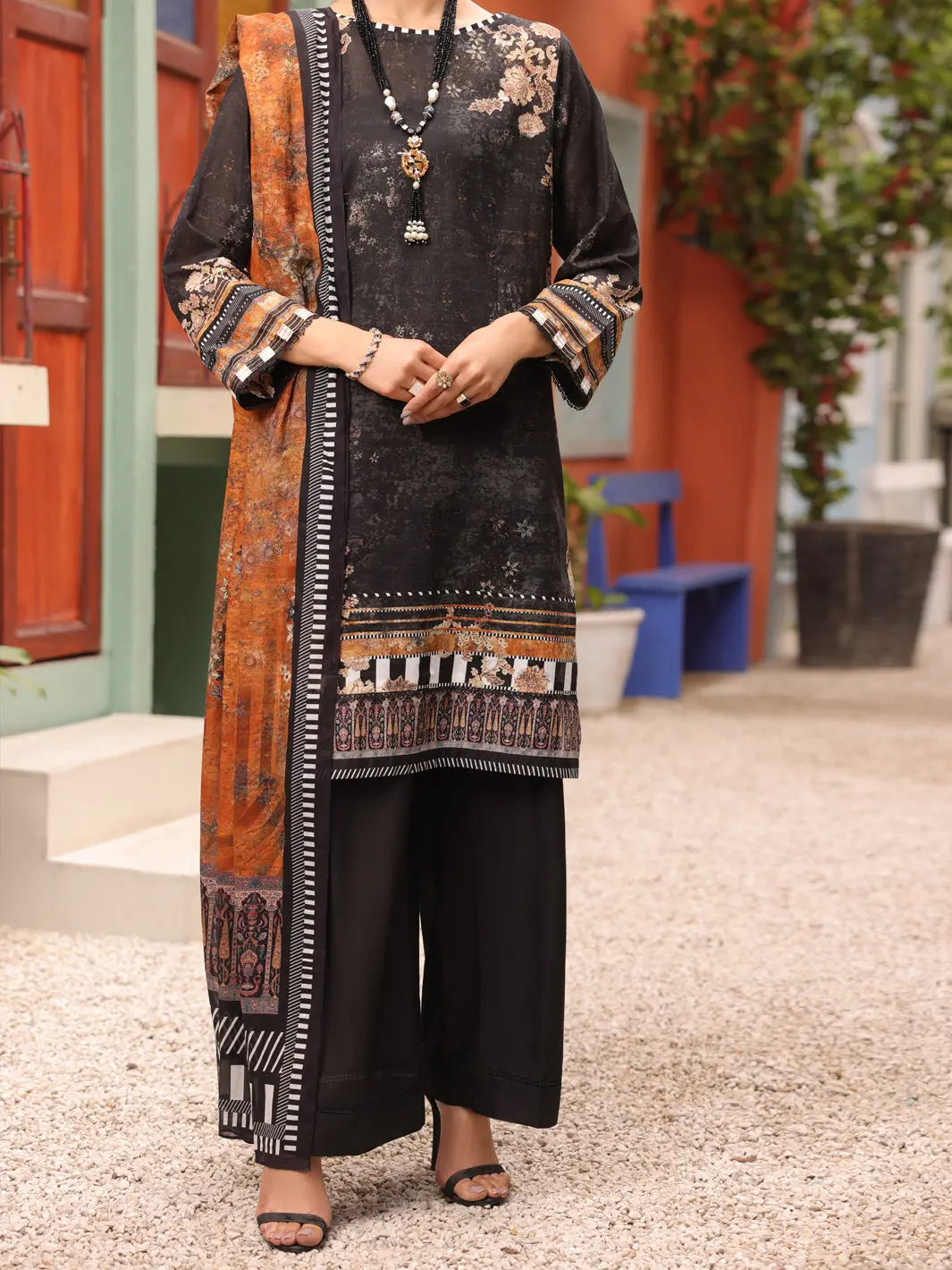 Black 3Pc Unstitched - Alp-3Ps-1677 1