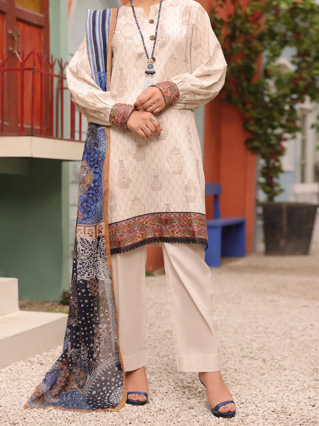 Beige 3Pc Unstitched - Alp-3Ps-1678 1