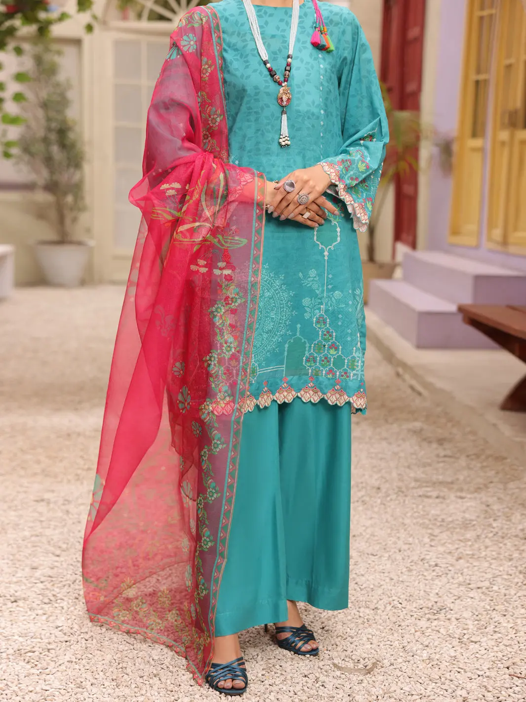 Turquoise 3Pc Unstitched - Alp-3Ps-1679 1