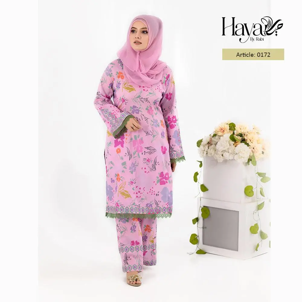 Pink Multi Flower Lawn Suit 3.5M 1