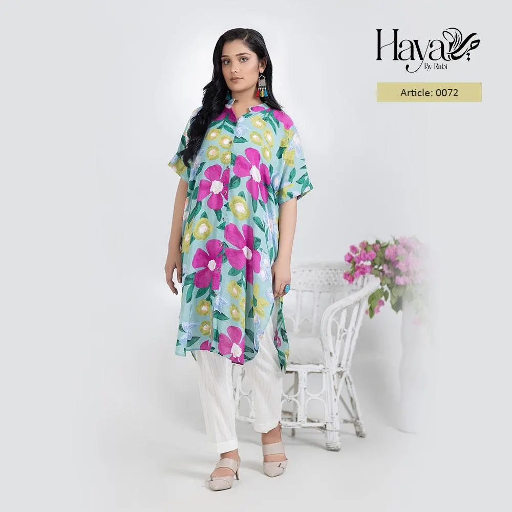 Green Pink Floral Kurti 1