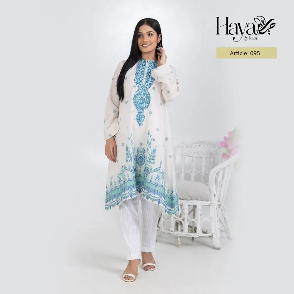 Off-White Kurti Blue Embroidery 1