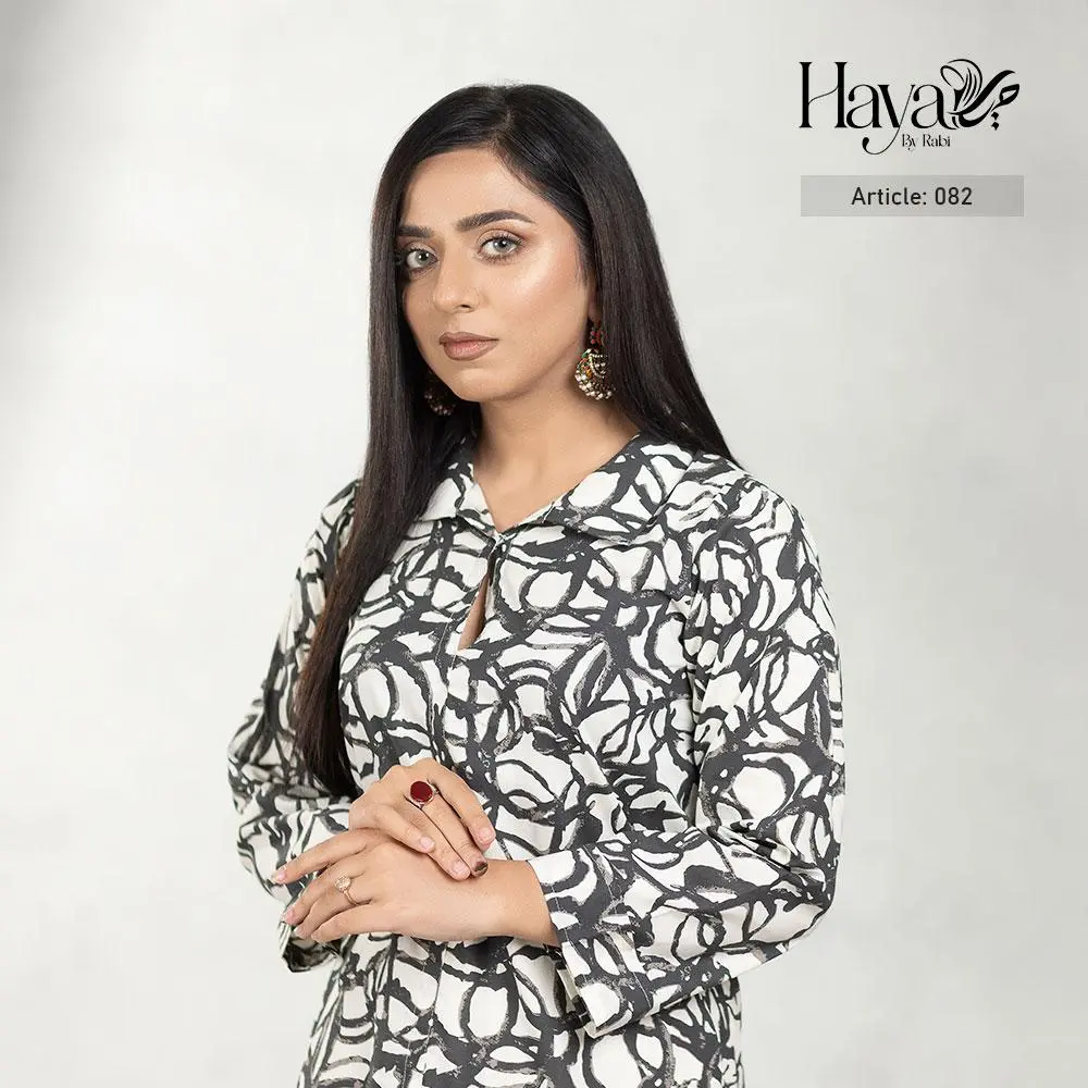 Black White Abstract Lining Kurti 1