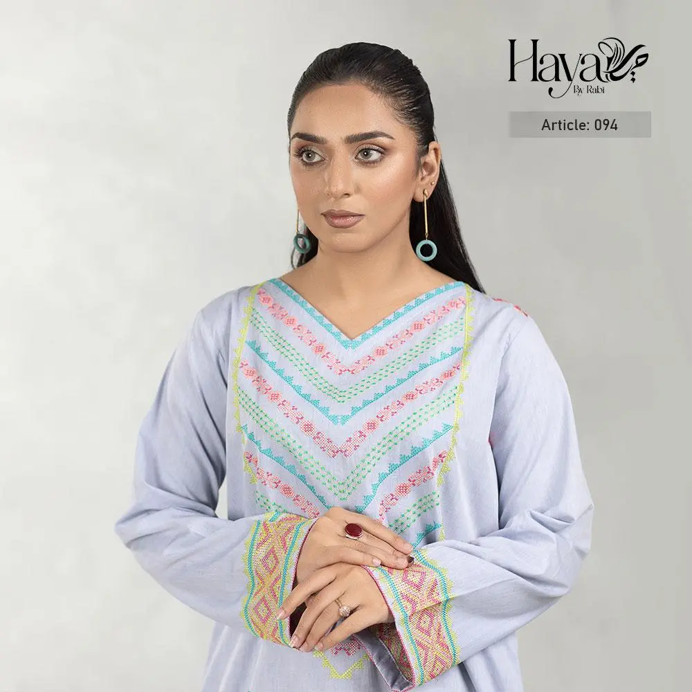 Sky Blue Kurti Multicolor Embroidery 1