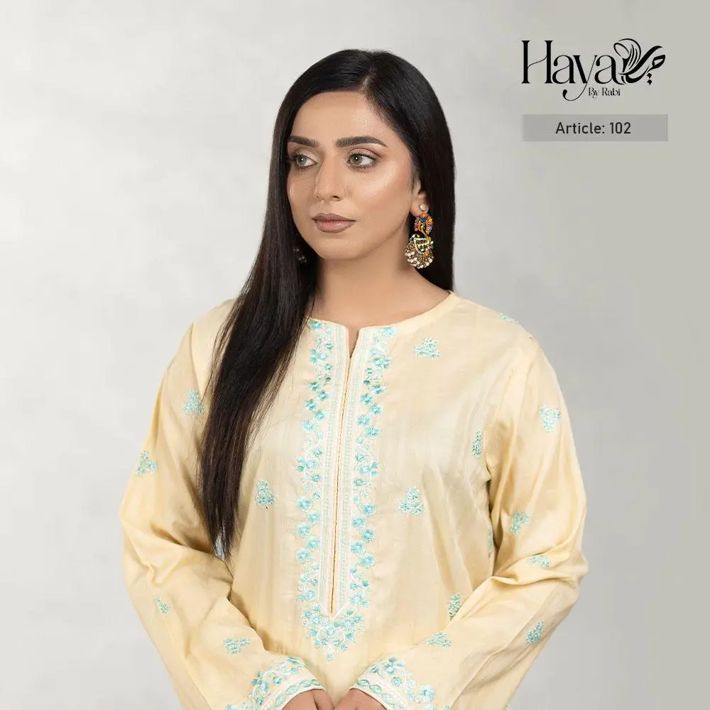 Light Yellow Kurti Green Embroidery 1