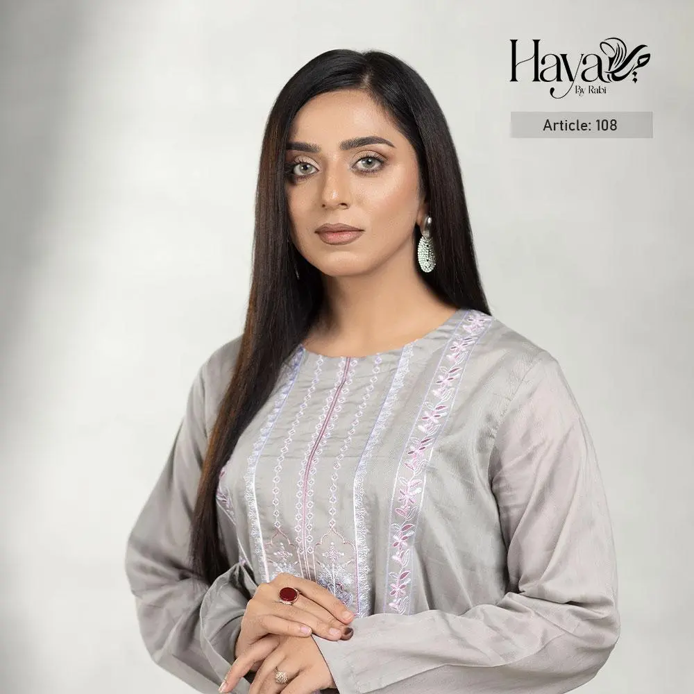 Brownish Grey Kurti Pink Embroidery 1