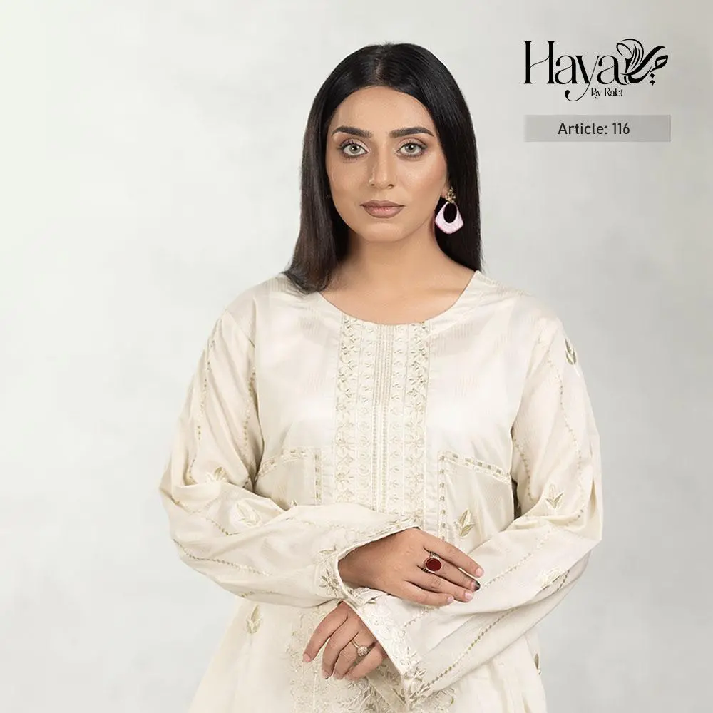 Greenish Off-White Embroidered Kurti 1