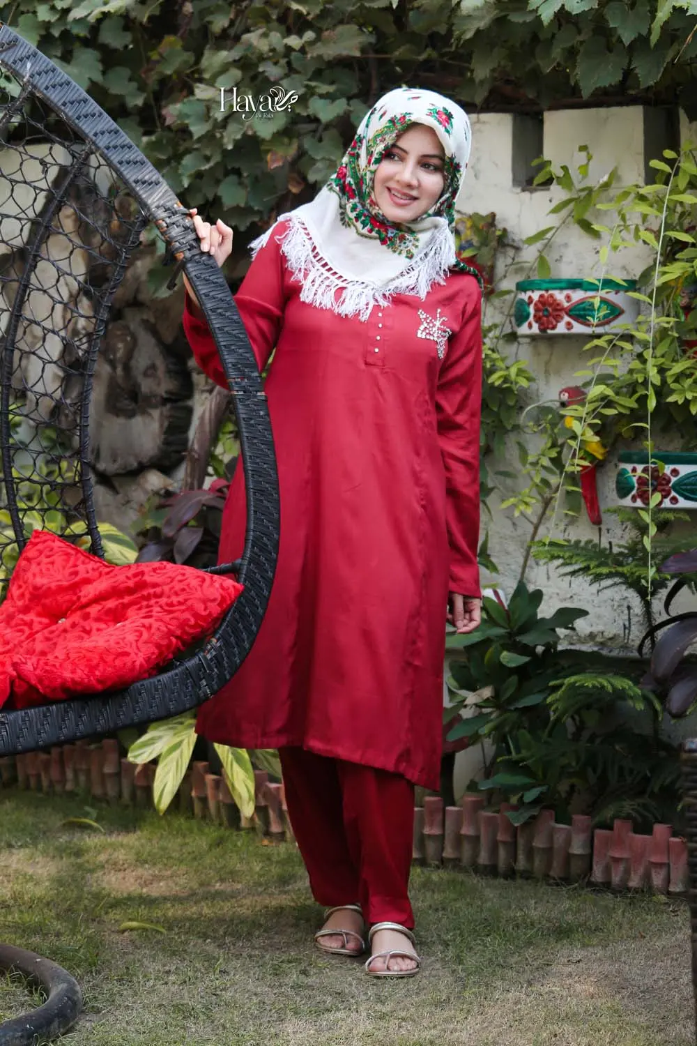 2 Pc Raw Silk Maroon 1