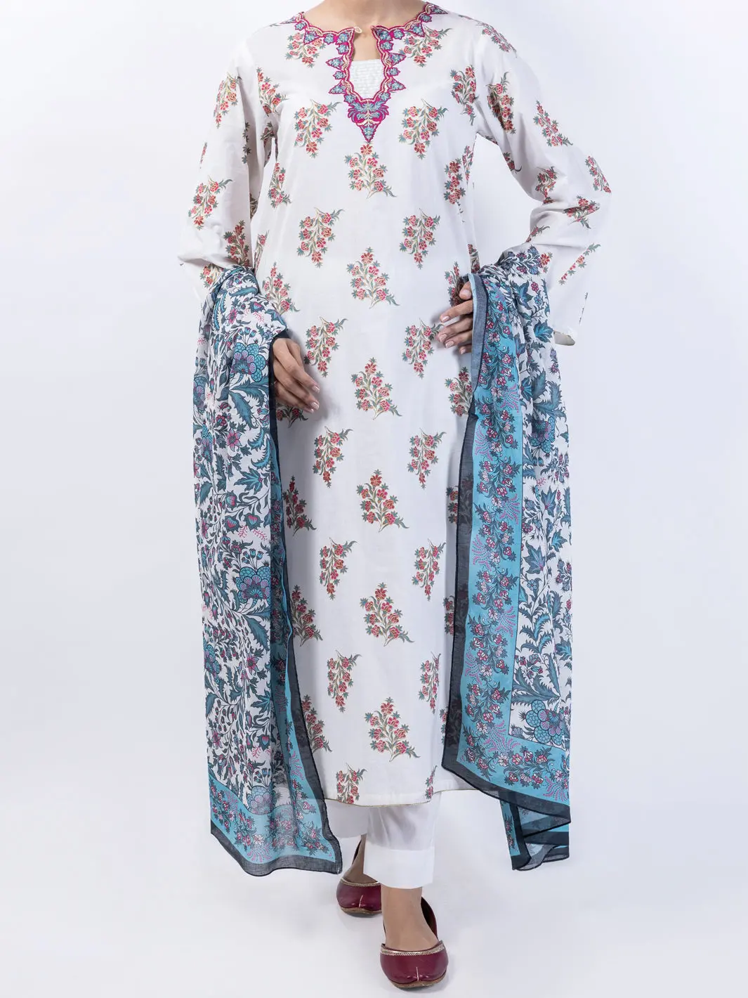 Off White Lawn 3Pc Unstitched - Alp-3Ps-1720 1
