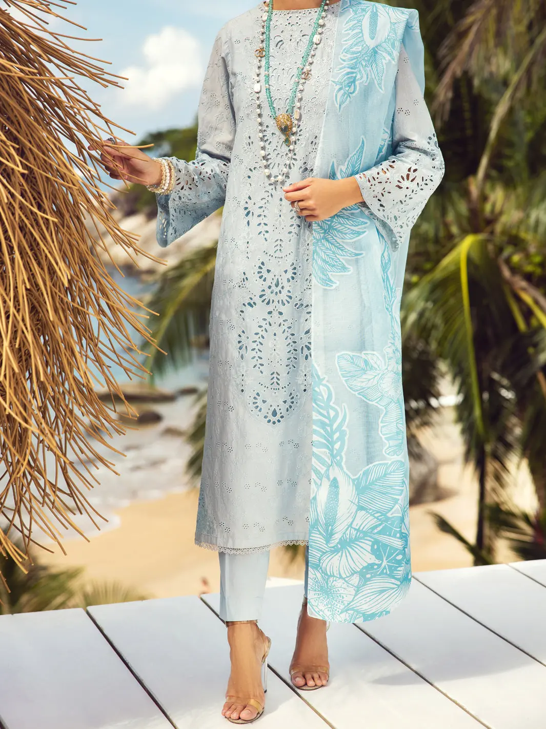 Sky Blue Dyed Lawn 3Pc Unstitched - Alp-3Ps-1728 1