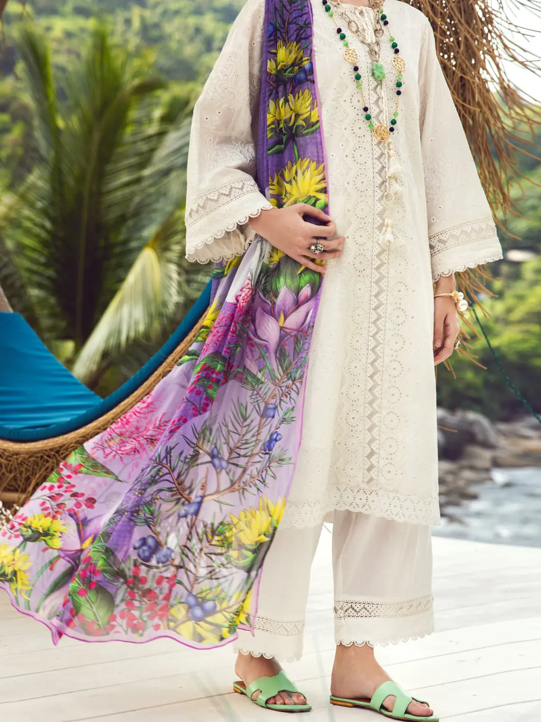 White Dyed Lawn 3Pc Unstitched - Alp-3Ps-1730 1