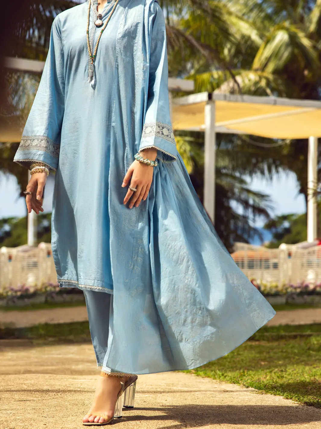 Sky Blue Lawn 3Pc Stitched - Alp-3Ps-1731 1