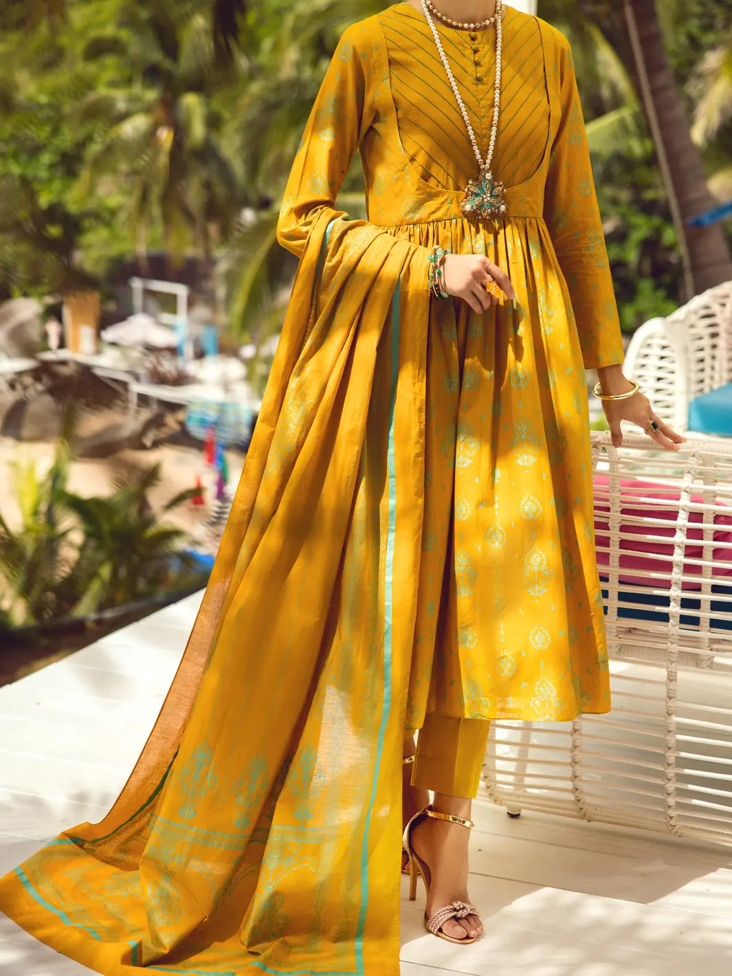 Mustard Lawn 3Pc Stitched - Alp-3Ps-1735 1