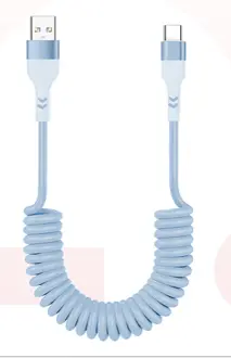 Macaron Series Spring Fast Charging Usb-C Data Cable(Blue) 1