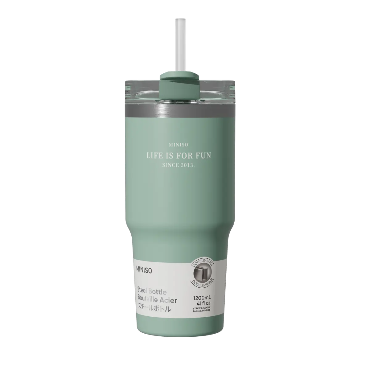 Dopamine Color Series Double Wall Straw Bottle 490Ml(Green) 1