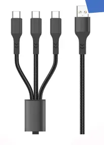 Macaron Series 3-In-1 Fast Charging Data Cable (3 Usb-C Ports)(Black) 1