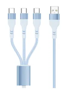 Macaron Series 3-In-1 Fast Charging Data Cable (3 Usb-C Ports)(Blue) 1