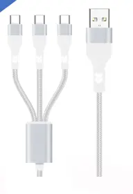 Macaron Series 3-In-1 Fast Charging Data Cable (3 Usb-C Ports)(White) 1