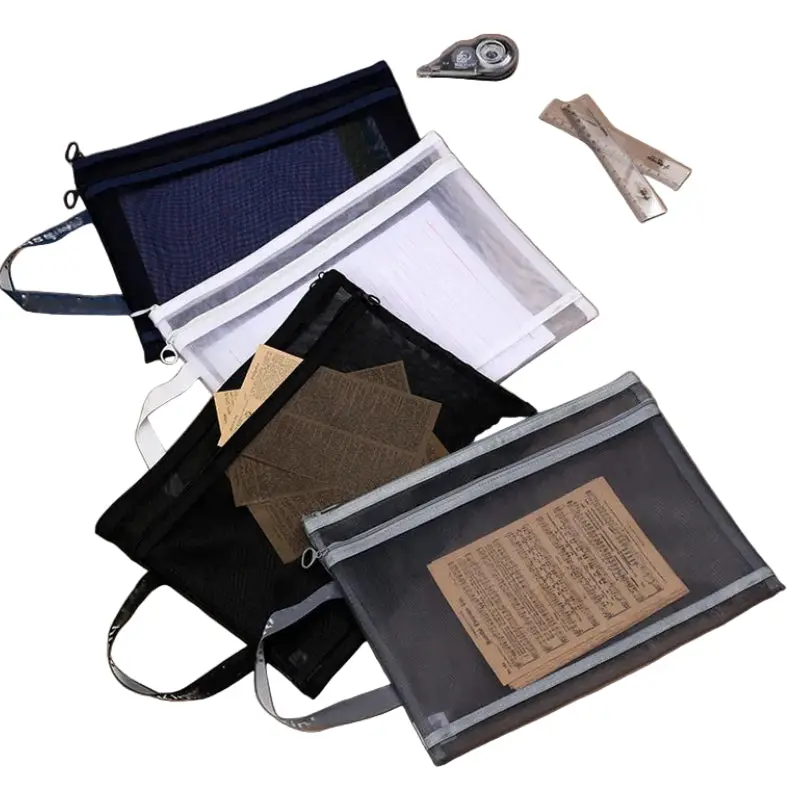 Minimalism Collection A4 Double-Layer Mesh Document Bag (4 Assorted Models: Black, White, Gray, Blue) 1