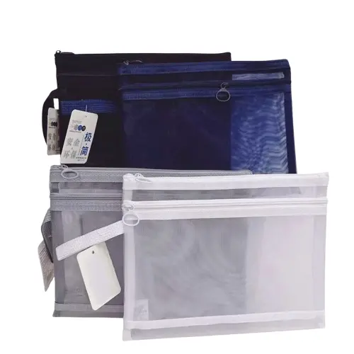 Minimalism Collection A5 Double-Layer Mesh Stationery Case (4 Assorted Models: Black, White, Gray, Blue) 1