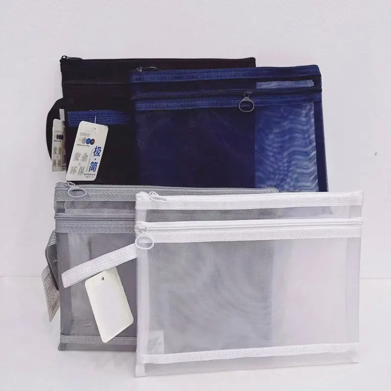 Minimalism Collection A5 Double-Layer Mesh Stationery Case (4 Assorted Models: Black, White, Gray, Blue) 2
