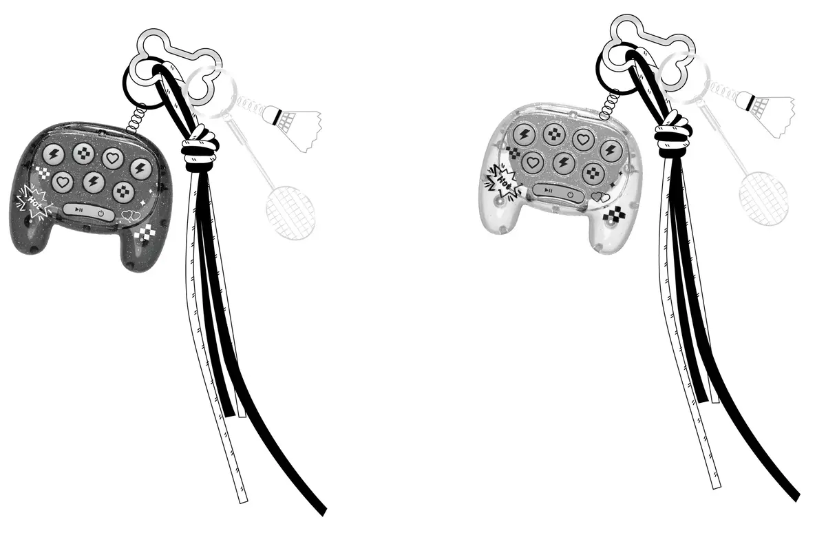 Black And White Phantom Series Mini Whack-A-Mole Console Keychain Model: K212 1