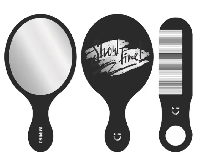 Classic Black White Series Portable Mirror & Hair Comb Set 1
