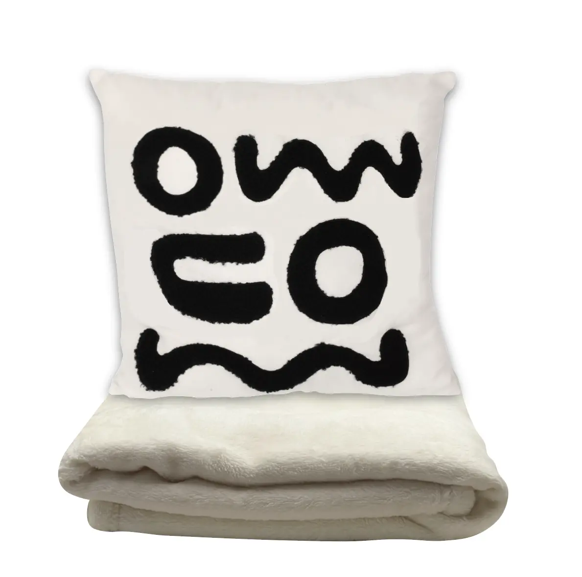 Black White Series Throw Pillow Blanket 2-In-1(White) 1