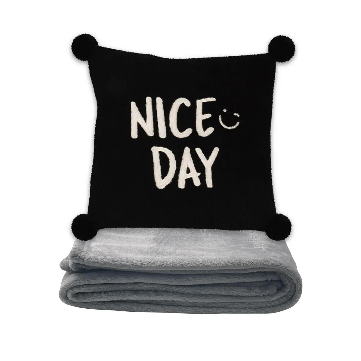 Black White Series Throw Pillow Blanket 2-In-1(Black) 1