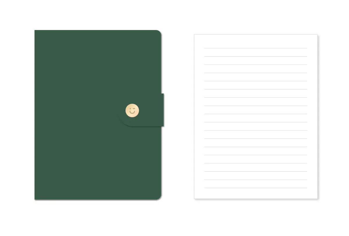 Minimalism Retro Collection B6 Leather Cover Snap Book (120 Sheets) (Blackish Green) 1