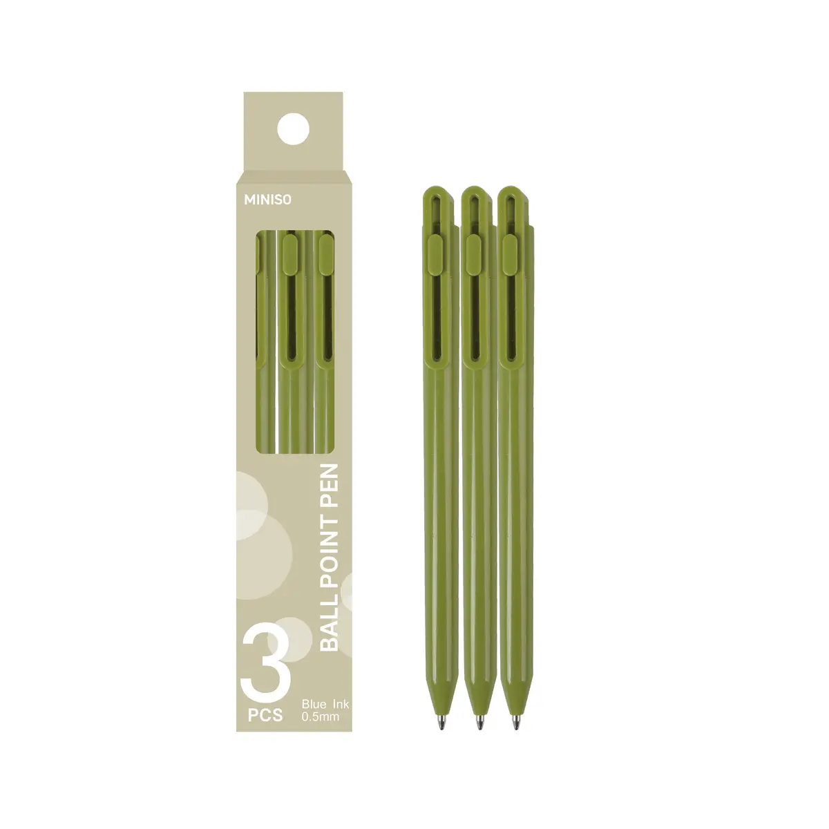 Retractable Ballpoint Pen 3 Pack(0.7Mm, Blue) （Green Barrel) 1