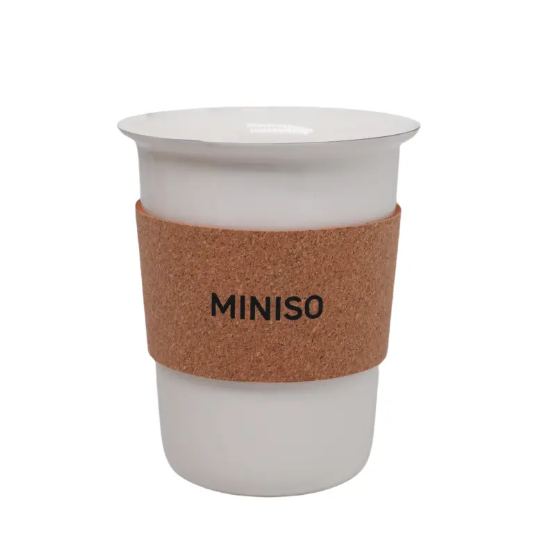 "Wood Grain Portable Coffee Mug 450Ml(White )" 1