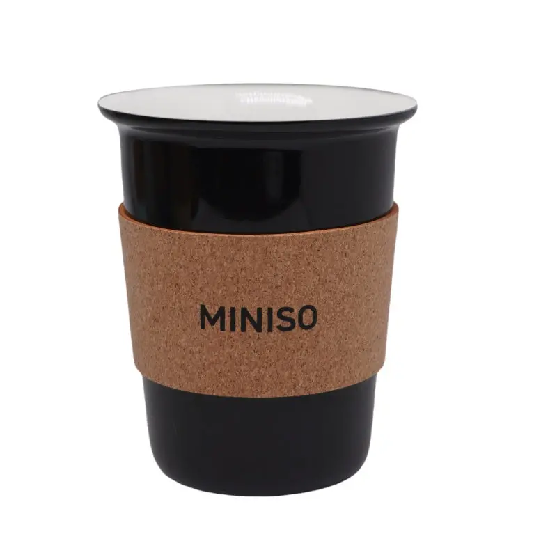 Wood Grain Portable Coffee Mug 450Ml(Black) 1