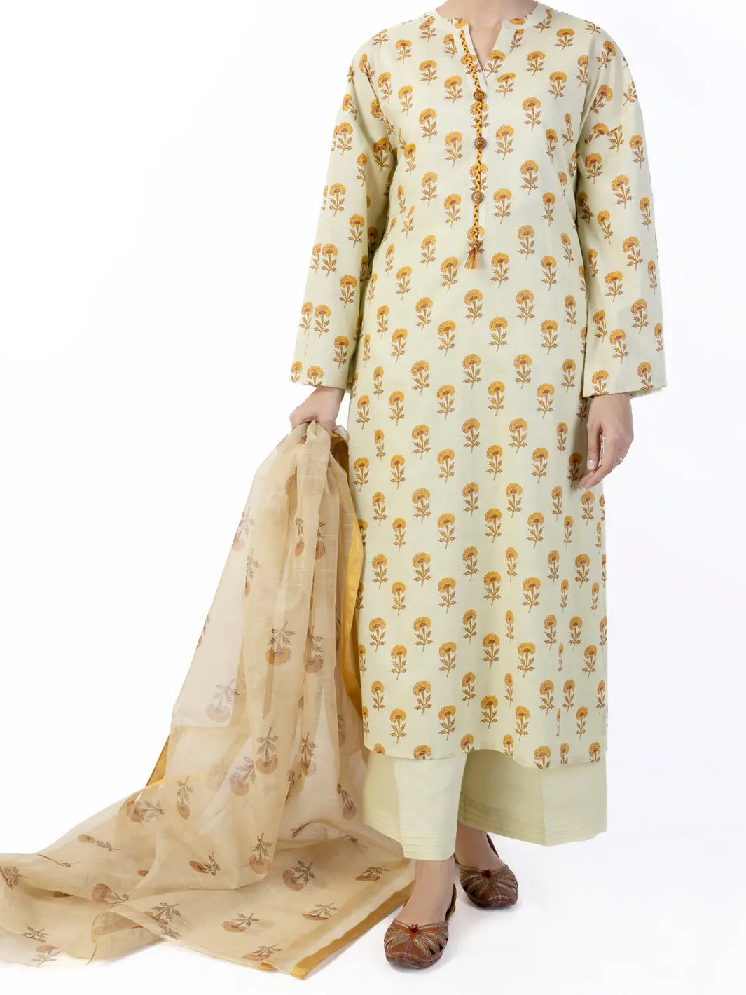 Cream Lawn 2Pc Unstitched - Alp-2Ps-1747 1