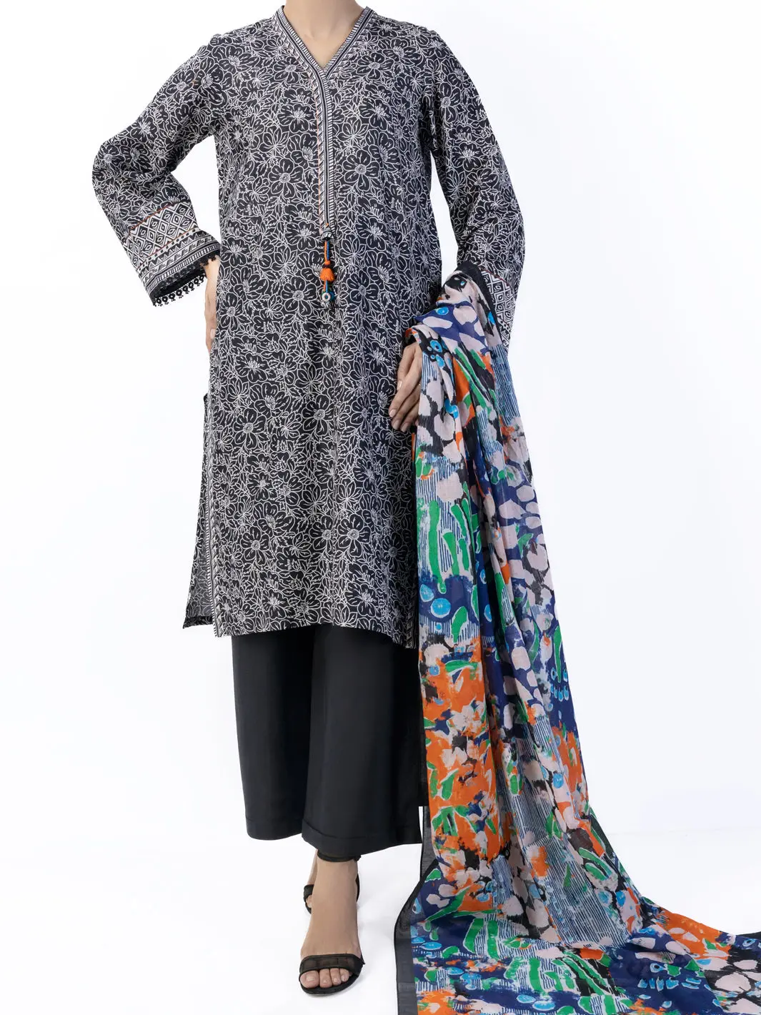 Black Lawn 3Pc Unstitched - Alp-3Ps-1750 1