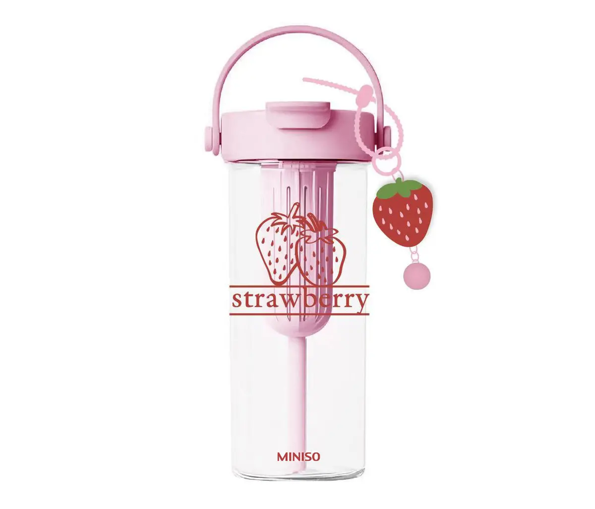 Strawberry Series Dual Drink Plastic Bottle With Strap 750Ml 1