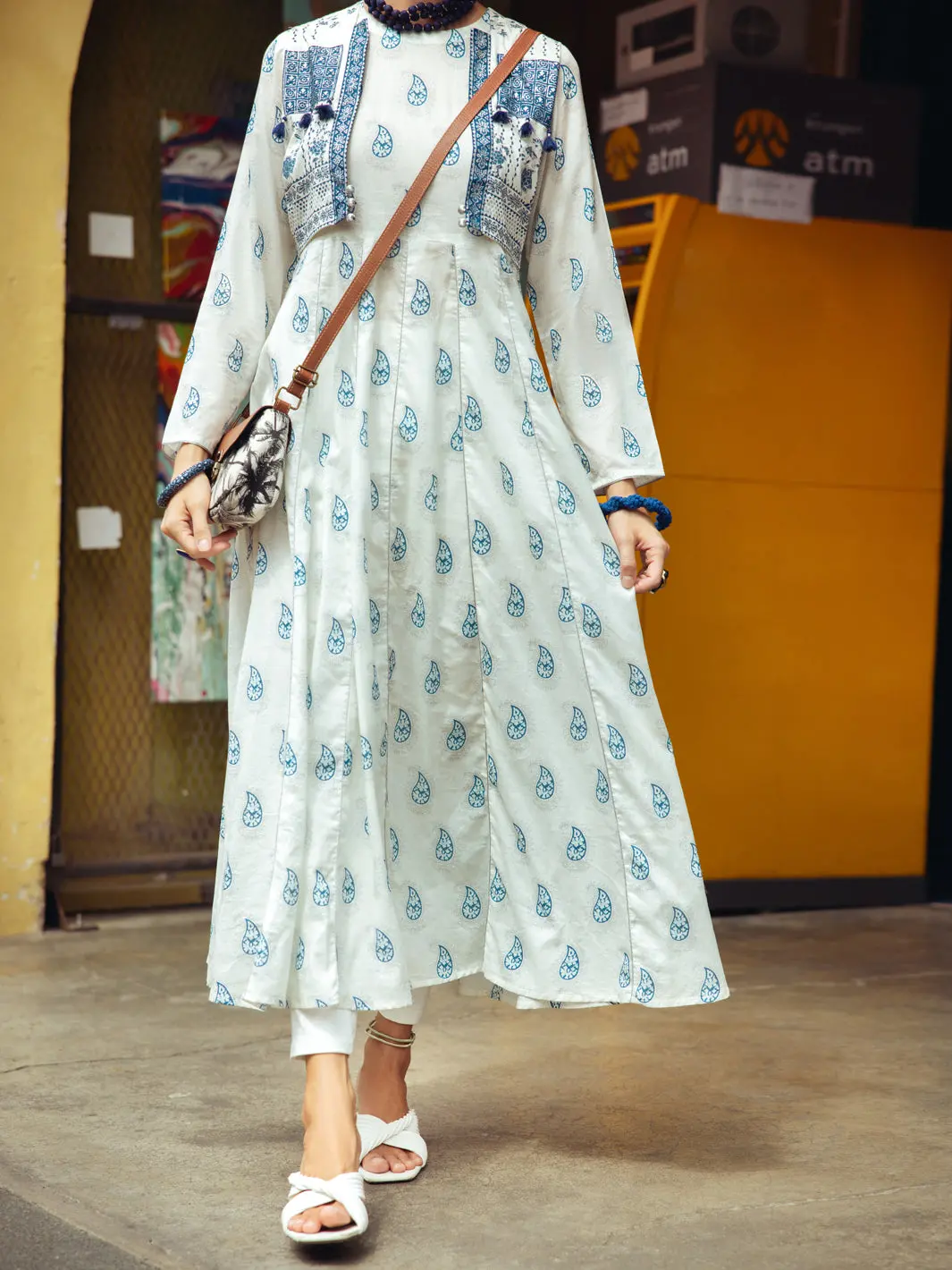 White Digital Lawn Tunic - Alp-Lk-1759 1