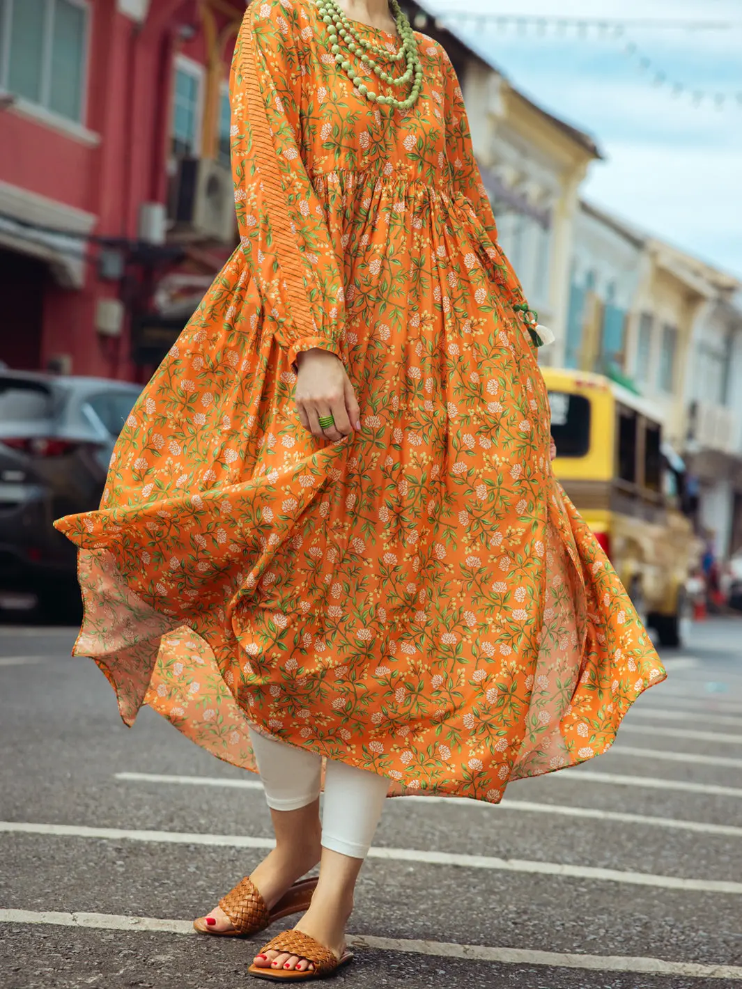 Orange Digital Lawn Tunic - Alp-Lk-1760 1