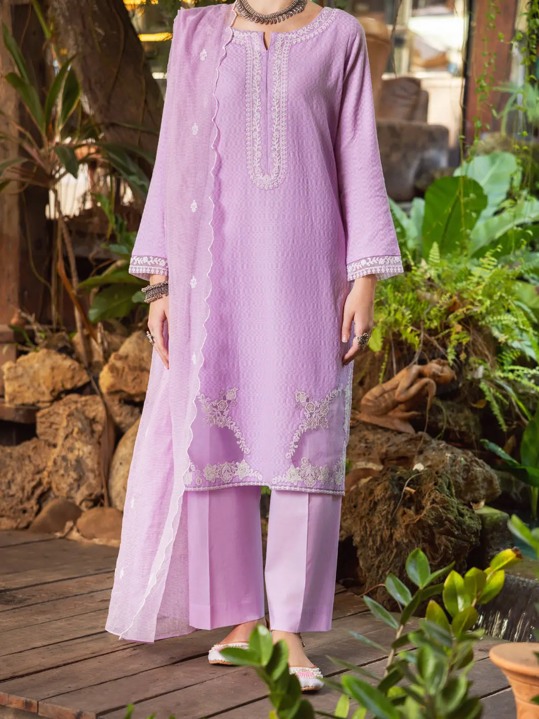 Light Purple Jacquard 3Pc Stitched - Alp-3Ps-1766 1