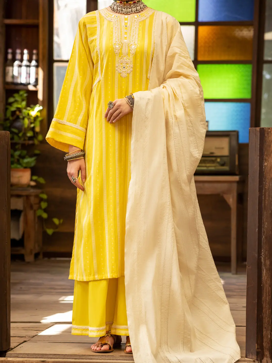 Yellow Yarn-Dyed 3Pc Stitched - Alp-3Ps-1778 1