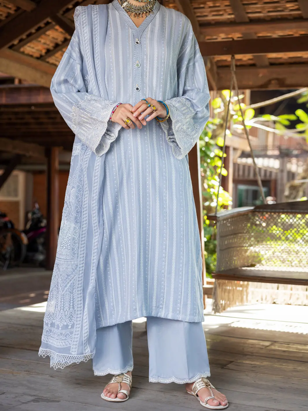 Grey Yarn-Dyed Jacquard 3Pc Unstitched - Alp-3Ps-1780 1