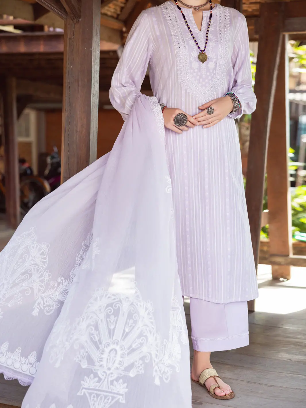 Lilac Yarn-Dyed Jacquard 3Pc Unstitched - Alp-3Ps-1781 1