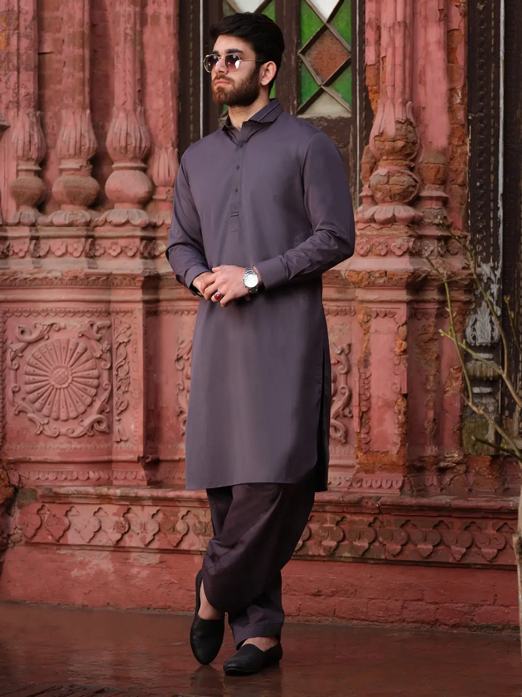 Grey Blended Kameez Shalwar - Alwa-Ks-178 1