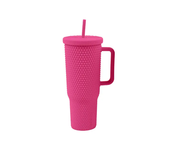 Plastic Bottle With Straw 1000Ml(Rose Red) 1