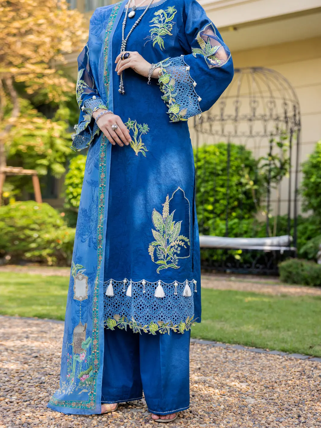 Blue Jacquard 3Pc Unstitched - Alp-3Ps-1862 1