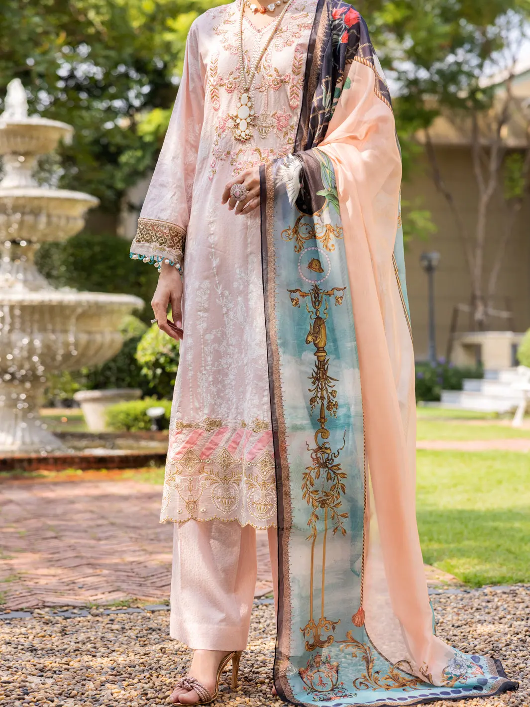 Light Pink Jacquard 3Pc Unstitched - Alp-3Ps-1863 1