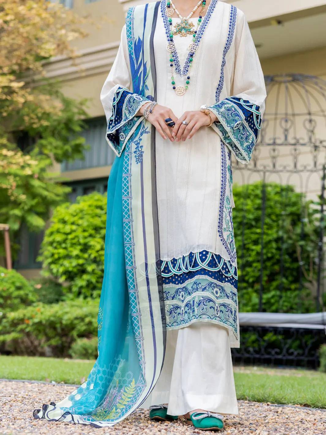 Off White Jacquard 3Pc Unstitched - Alp-3Ps-1864 1