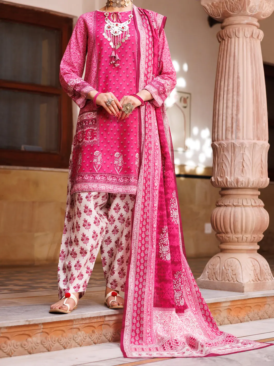 Pink Lawn 3Pc Unstitched - Alp-3Ps-1893 1